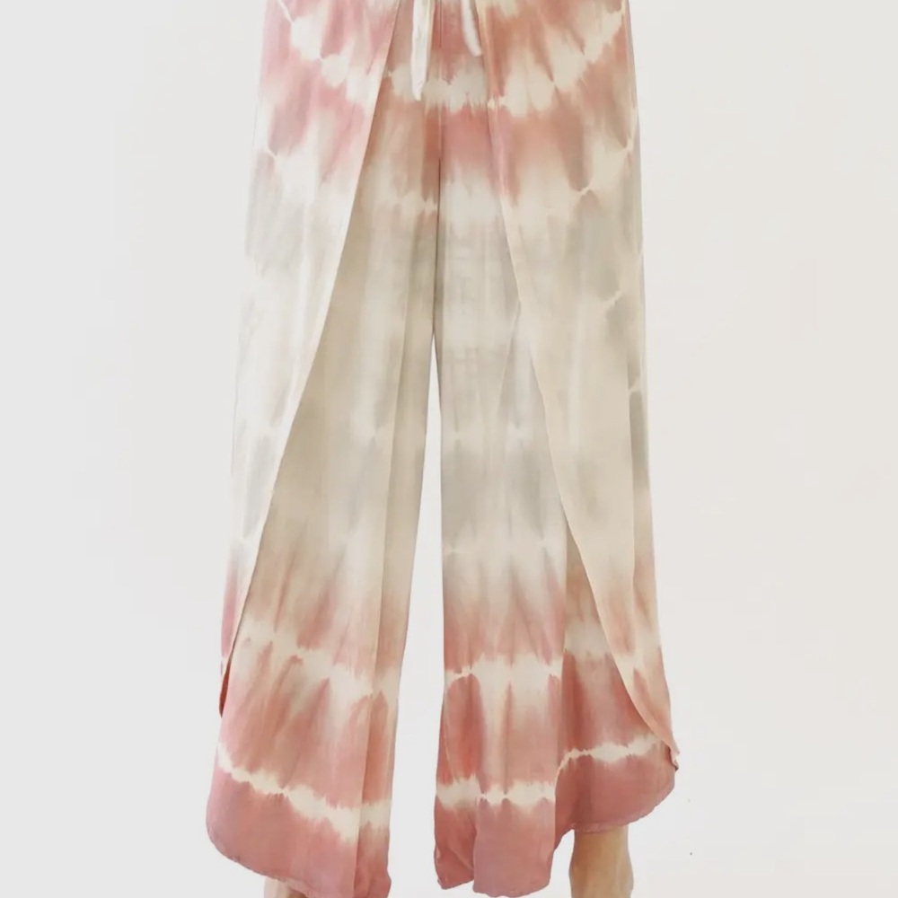 176. NEW Item Tie Dye Cami & Wrap Pants Set Mauve Pink & Stone NEW - Picture 8 of 11